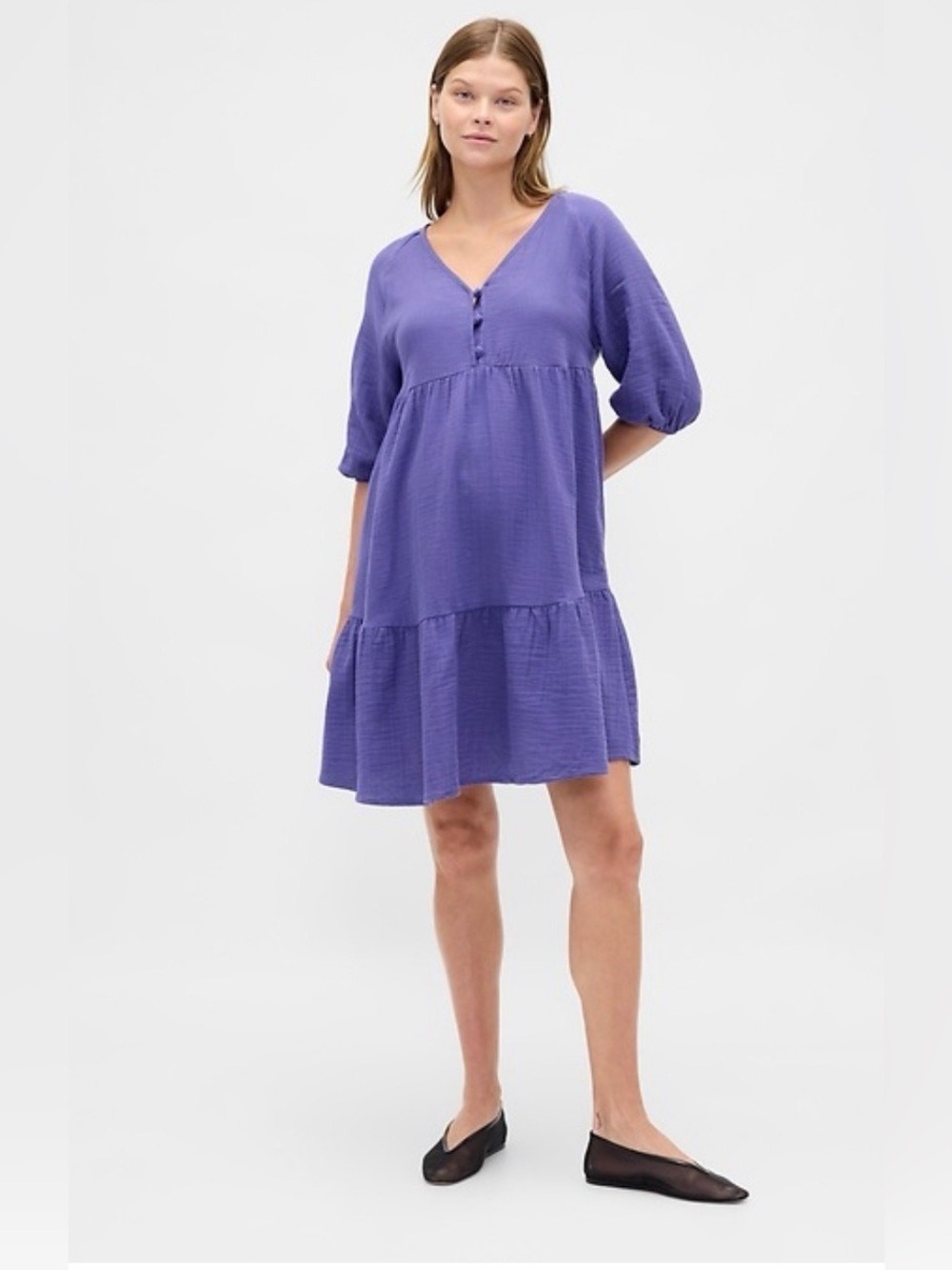 Gap Maternity Gauzy Cotton Mini Dress Beachy Minimalist Vacation Lagenlook XL